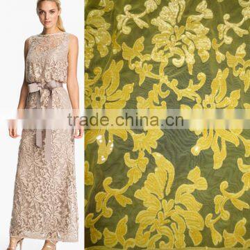 Full sequins lace fabric elegant popular designs for african wedding big party french net lace/tulle fabric lace