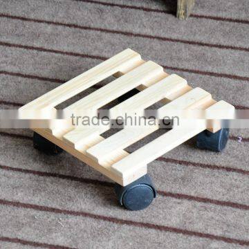 Unfinished Wood Flower Pot Tray With 4 Wheels