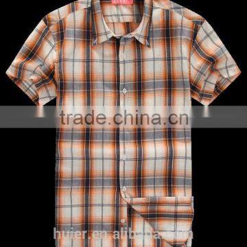 Mens T-shirt Yarn Dyed Cotton Checks Plaids Shirts photo-2