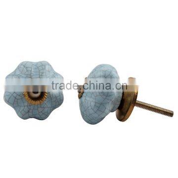 Crackle base Ceramic Drawer Knob with Metal Fittings - Ready to Use