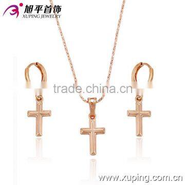 cross shape style jewelry set wholesale jewelry set plated rose gold elegant style jewelry set