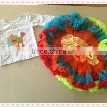 2013 New Arrivals! new fashion baby girls 2 pcs thanksgiving outfit,turkey top and skirts