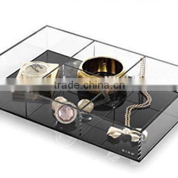 brown acrylic jewelry display tray, jewelry organizer, jewelry divider, jewelry display case