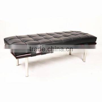 Leather barcelona bench metal leg