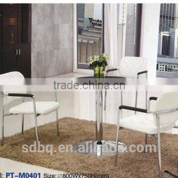 Tempered glass table stainless steel Leg with round base