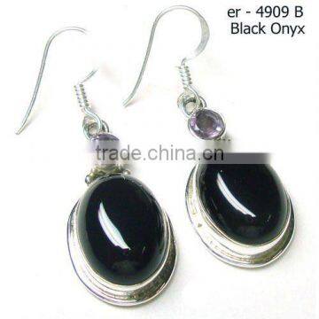 Black Onyx Semi Precious Stone Earrings