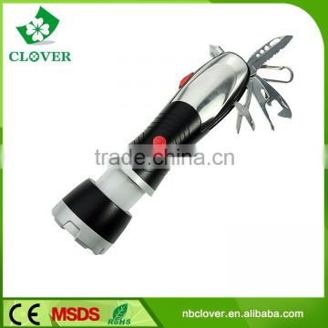 New arrival 170-220LUM led zoom flashlight torch with safety hammer