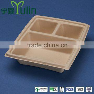 BX-97-3-UB three parts unbleached disposable fast food bagasse box