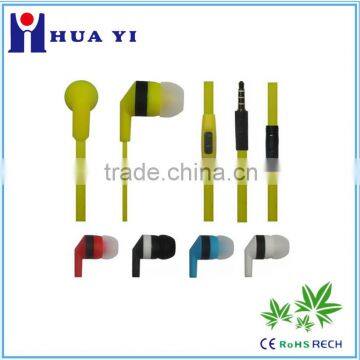 colorful new flat cable earbuds earphone with mic handsfree