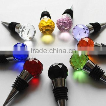 wholesale colorful beautiful crystal wine stopper for gifts