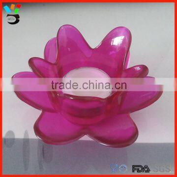 Multicolor available decorative tableware with candle lotus flower shape glass tealight candle holder