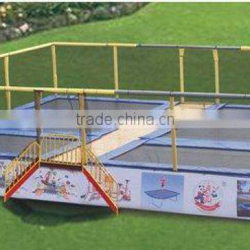 Safe and exciting mobile rectangular trampoline with safety net