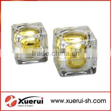 cosmetic golden round square acrylic jar, cream jar