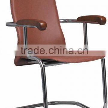 Arabic Style red brown PVC Guest office Chair with wooden arm rest A248-H01 Anqiao office chair factory