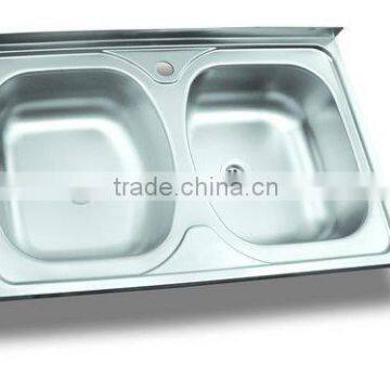 50x80 Lay-on Double Bowl Stainless Steel Kitchen Sink (DE313)