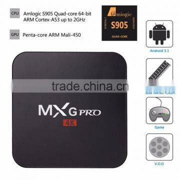 Smart Android 5.1 TV Box MXG Pro 4K s905 Android Google TV OEM/ODM Welcome