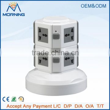 ME-S2 wholesale two layer electrical plug socket/ vertical tower extension socket outlet with 4 usb port and 1M cable length