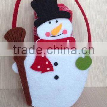 Handmade cute kids xmas santa felt bags for gift