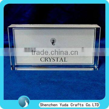 Clear acrylic brand block for company, plexiglass lucite plaque logo block for sale