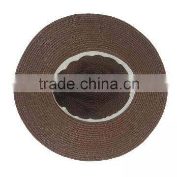 New Cheap Fashion Wholesale Ribbon Striped Dark Brown Paper Panama Custom Partyhot Uniex Straw Hat photo-3
