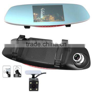 5" Big Screen Dual Lens HD 1080P Video Recorder Dash Camera Rearview Mirror DVR