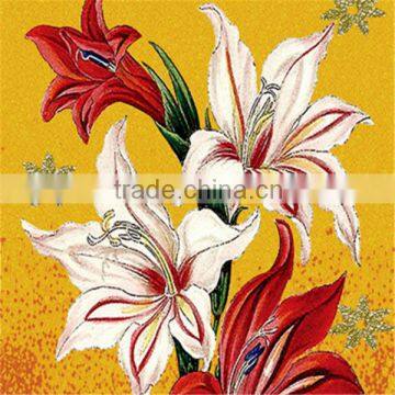 VH White and Red Lily Glass Mosaic Mural Bedroom Wall Tiles Beautiful Mosaic Patterns