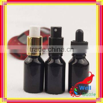 1oz spraying shiny black glass dropper bottle for e-liquid essential oil J5-061R