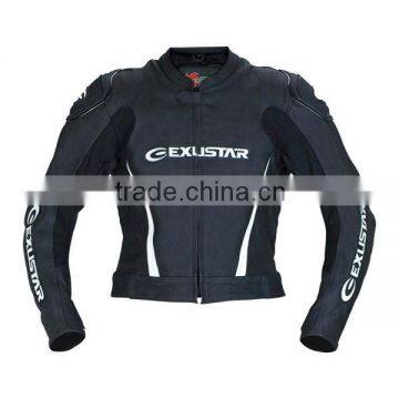 Two-piece stylish, elbow protectors motorcycle leather suit