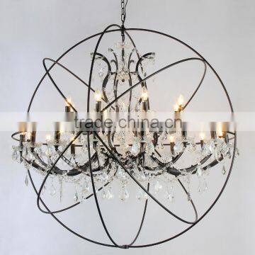 Big American style K9 crystal chandelier wrought iron chandeliers light