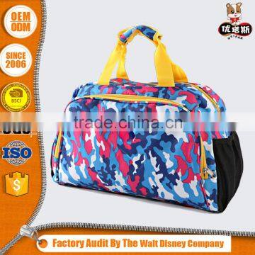 2016 New Style China manufacturer colorful custom logo Polyester weekender travel bag