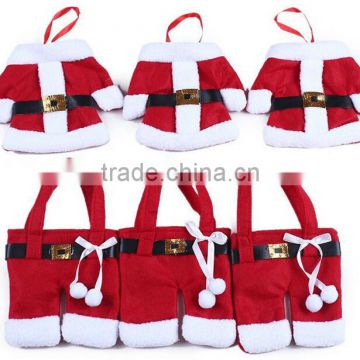 Creative christmas decoration, christmas small clothes and pants dinnerware case, cover, bag, knife and fork bag