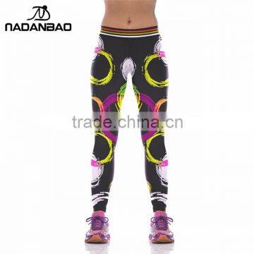 New Women Sport Leggings Colorful Circles Printed Pants High Elastic Running Leggins