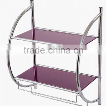 D type 2 tier metal wall towel bathroom rack purple