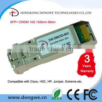 10Gbps SFP+ CWDM 1530nm Transceiver,80km with Cisco, HP, H3C etc