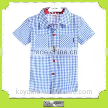 custom-made fashion pocket cotton checked kid shirt