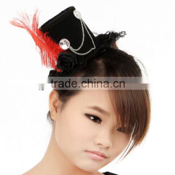 MYLOVE party hat for women red feather rose hat MLGM040