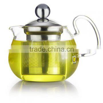 glass infusion tea pot set with #18/8 stainless steel lid