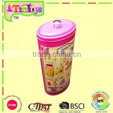 food storage canister tin can kitchen table utility spaghatti oval tin box