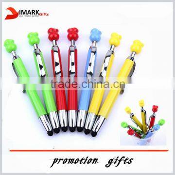 flower topper shapped ballpoint pen with touch screen tip