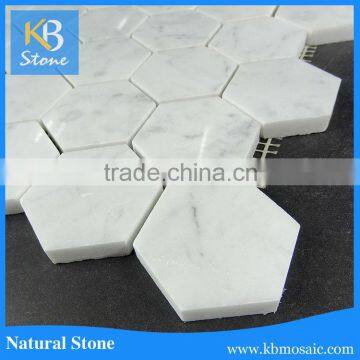 2016 hot sale modern bianco carrara marble white hexagon mosaic tile for shower room