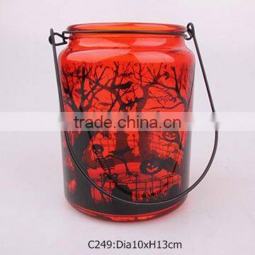750ml Glass Candle Holder With Sprayed Color and Decal