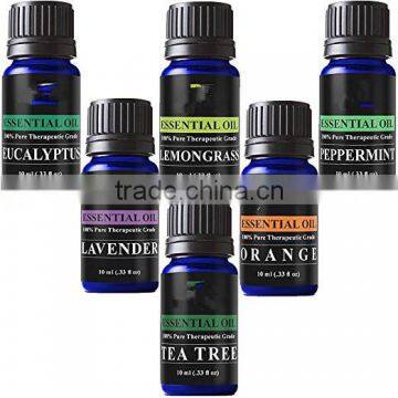 Aromatherapy Top 6 Essential Oils 100% Pure & Therapeutic grade - Basic Sampler Gift Set & Premium Kit - 6/10 Ml (Lavender, Tea