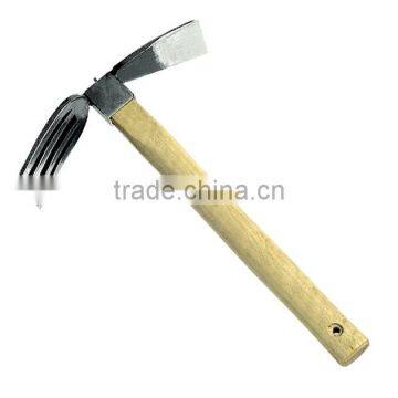 double head hoe/rake with wood handle