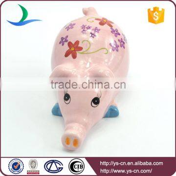 Cute Pink Hand Painted Ceramic Pig Modern Home Decor photo-3