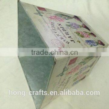 2016 Lavender Design Paper Decal Metal Square Flower Pot for Garden photo-3