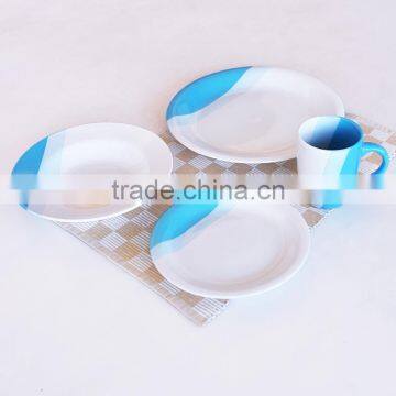 16pcs Two-tone Ceramic Dinnerware Set,stoneware Two-tone Dinner Set,16pcs Ceramic Dinnerware Set With Solid Colors