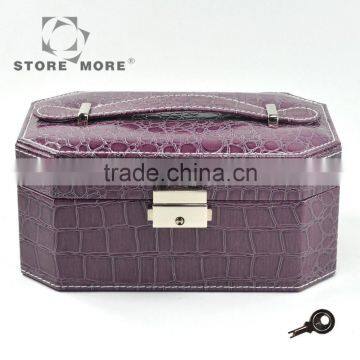 Purple Small Portable Travel Leather Jewelry Box, Gift for wedding & Party