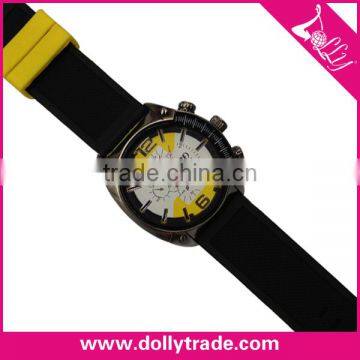 PU Silicone Sport Men Watch Black Clock Wrist Watch