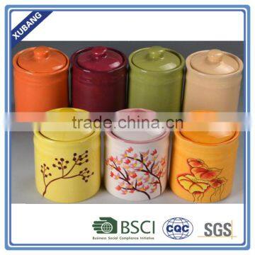 Round colour glazed ceramic candle jar