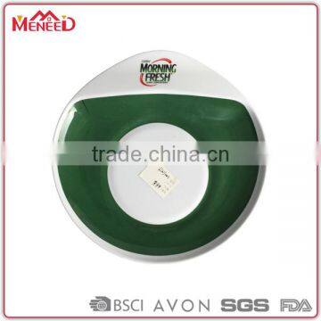 Western style food grade green and white melamine morning fresh breakfast one handle plastic chip and dip bowl